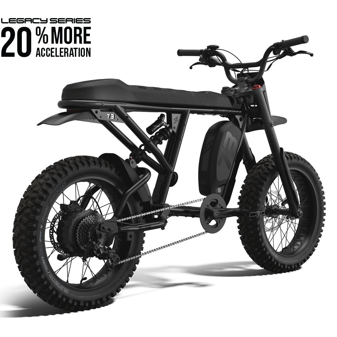 Rear view of the SUPER73-R Adventure Series SE Legacy Series ebike in blackout @color_blackout