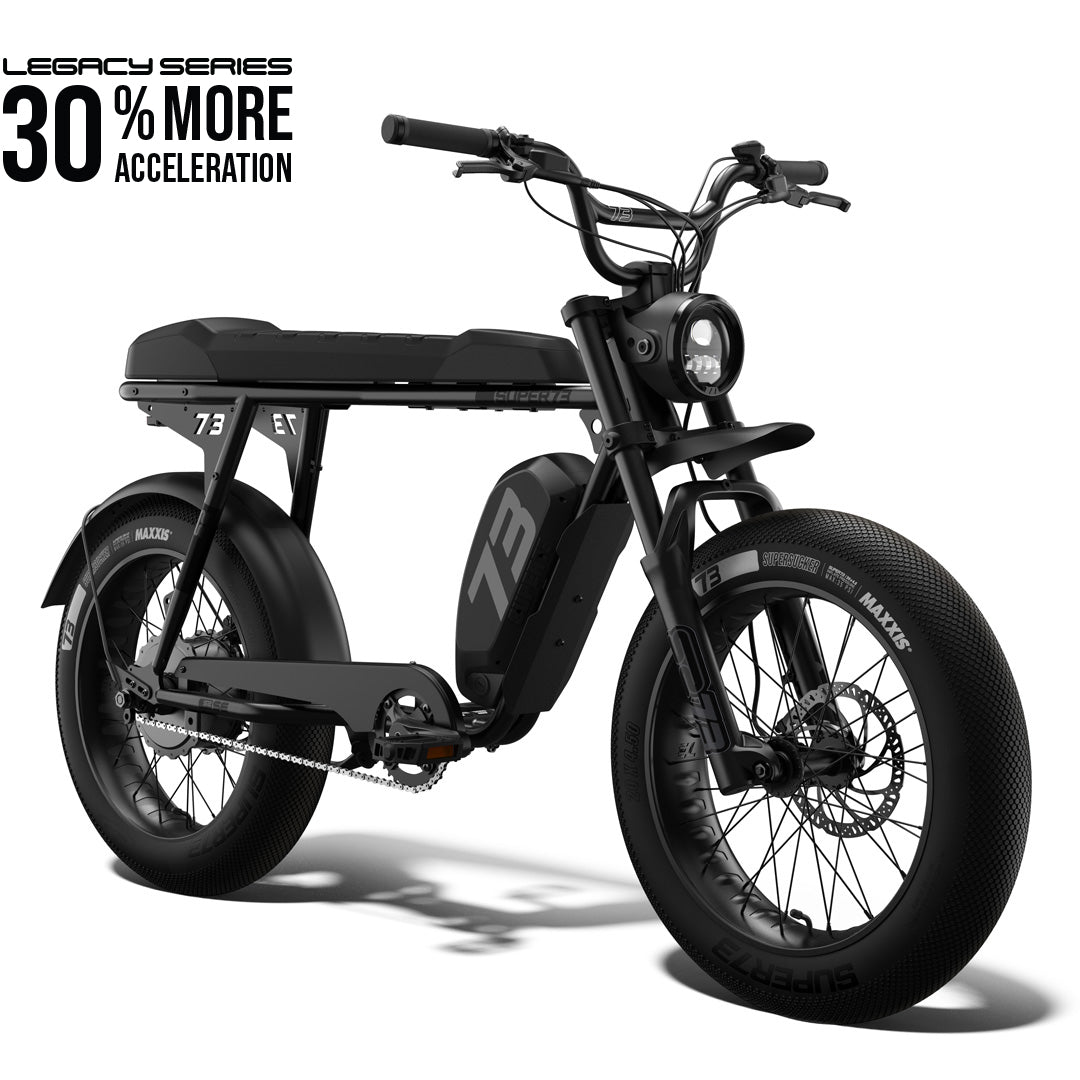 Front view of the SUPER73-S2 SE Legacy Series ebike in blackout @color_blackout