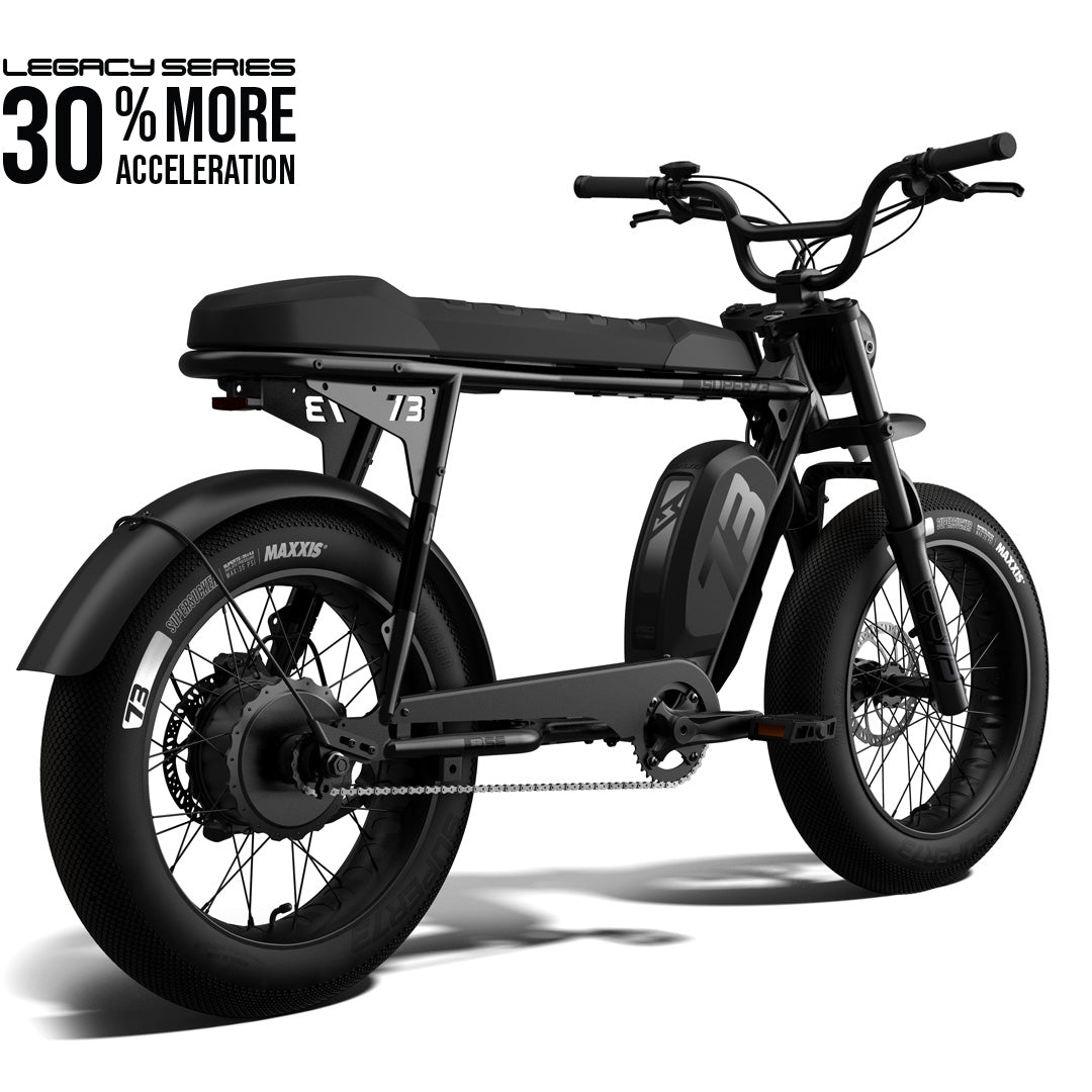 Rear view of the SUPER73-S2 SE Legacy Series ebike in blackout @color_blackout