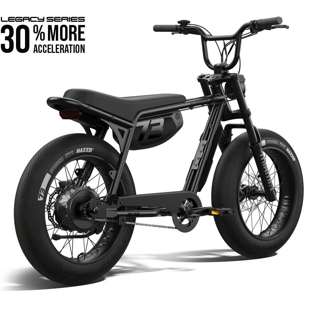 Rear view of the SUPER73-Z Miami SE Legacy Series ebike in blackout @color_blackout