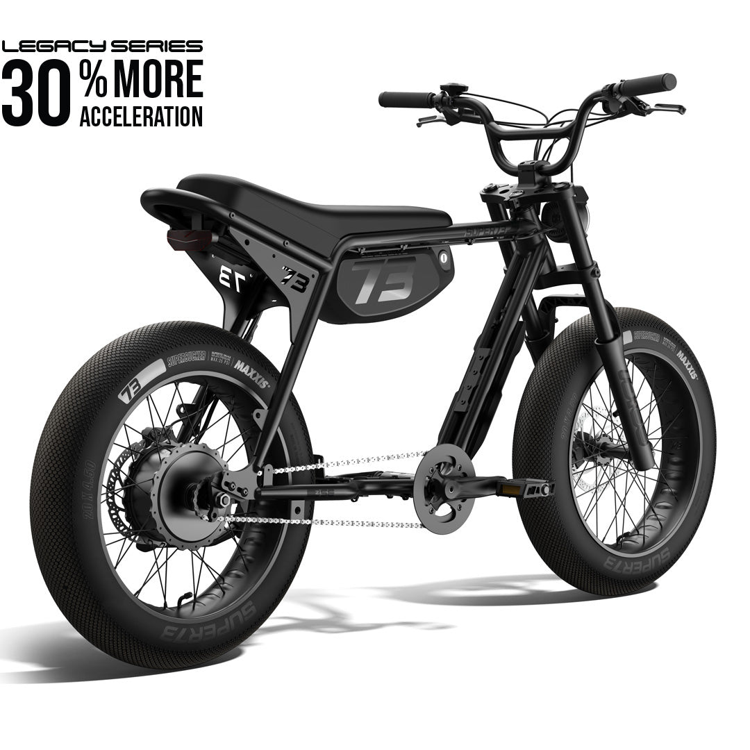Rear view of the SUPER73-ZX SE Legacy Series ebike in blackout @color_blackout