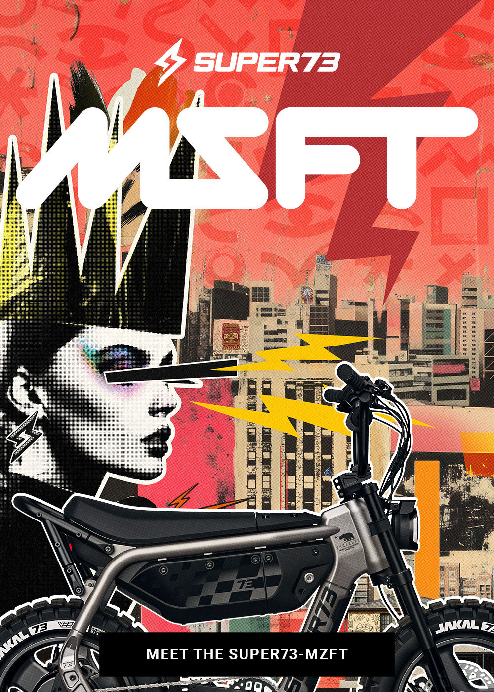 Desktop promotional banner for the all-new SUPER73-MZFT