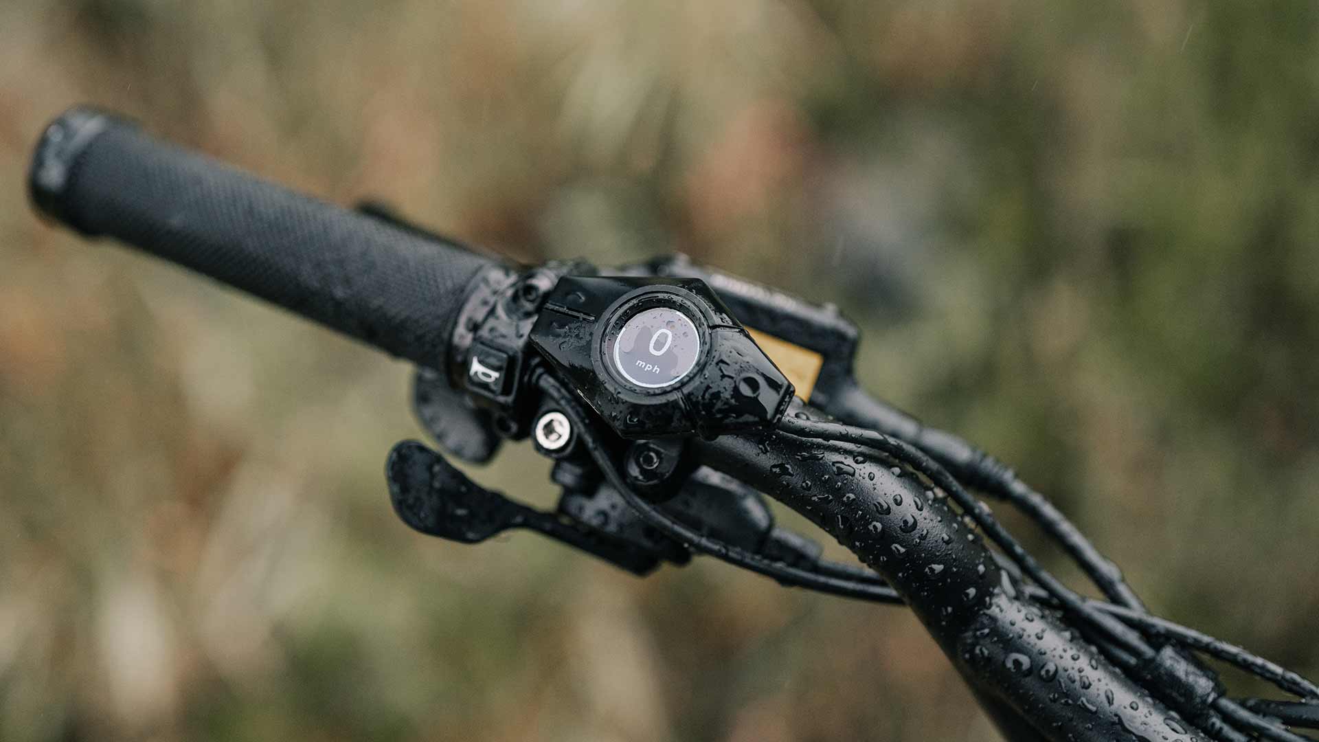 Closeup of the Super73-R Adventure Series ebike highlighting the smart display located on the handlebar