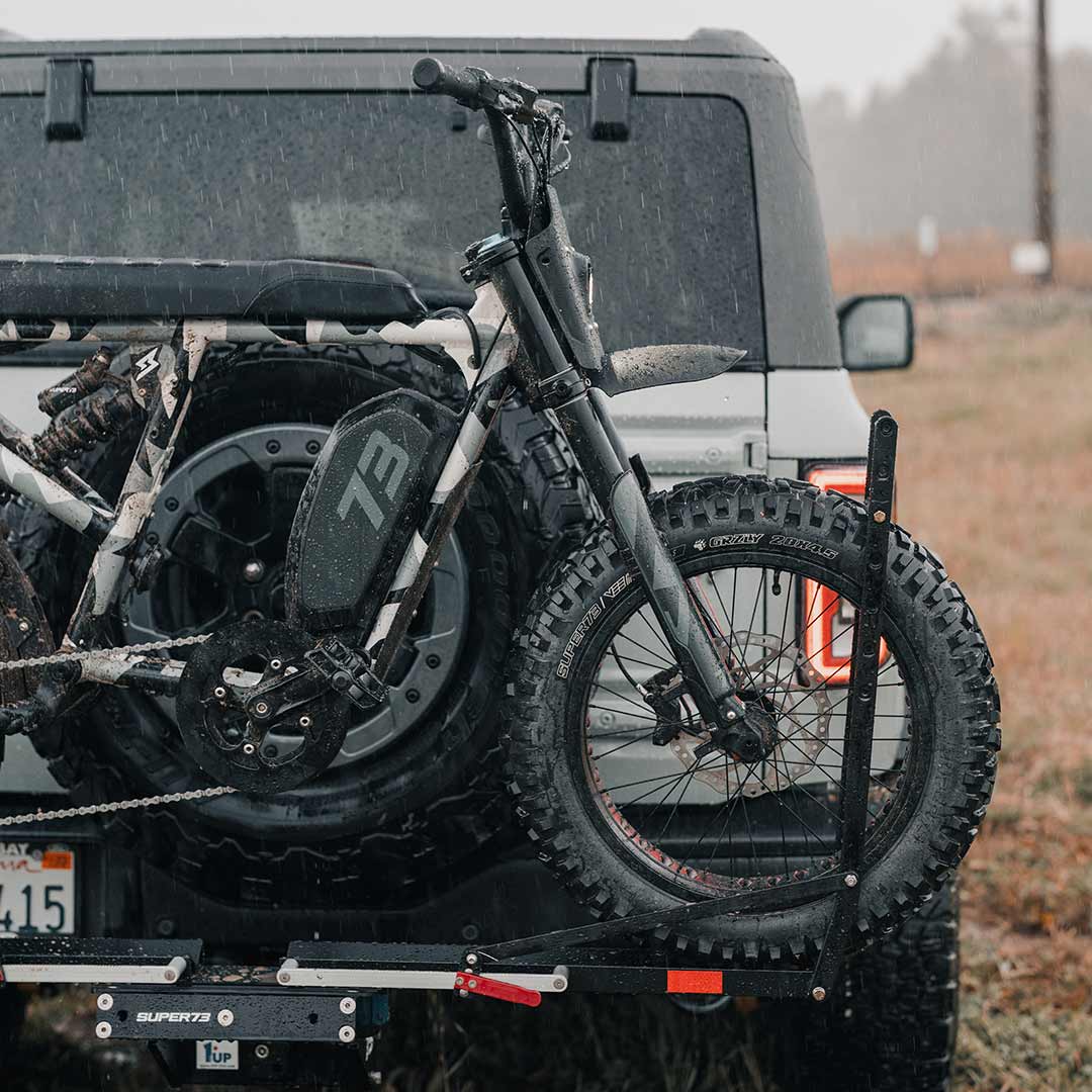 Lifestyle image of the R Adventure secured on the back of a Bronco.