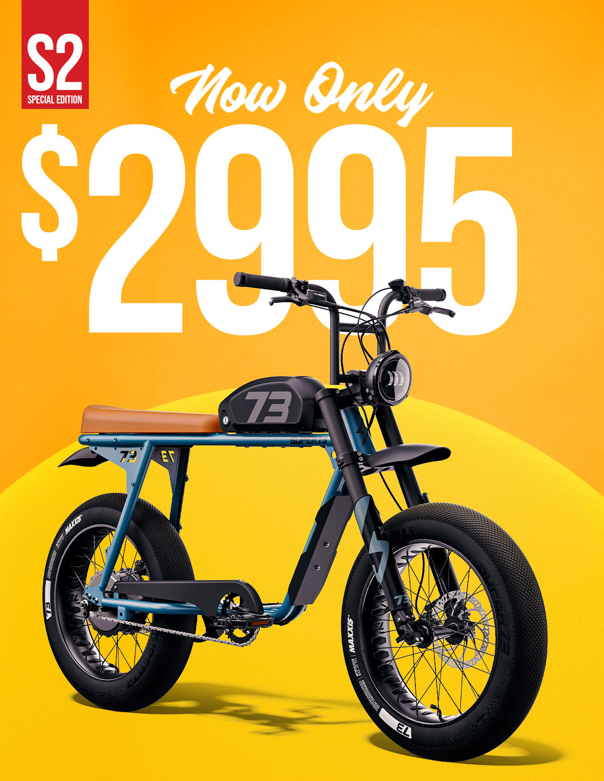 The SUPER73-S2 SE is now just $2995. Shown in Panthro Blue.