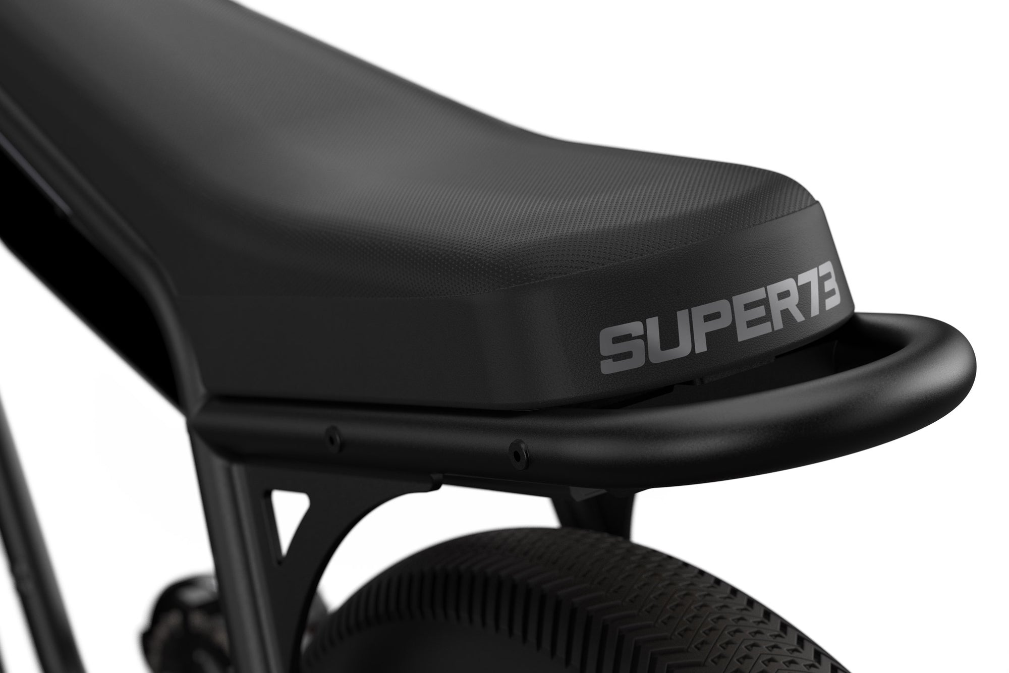Closeup View of Z Miami: Obsidian Black, Super73 ebike seat