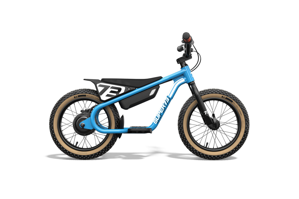Side view of the K1D ebike in Blu Tang. @color_blu tang