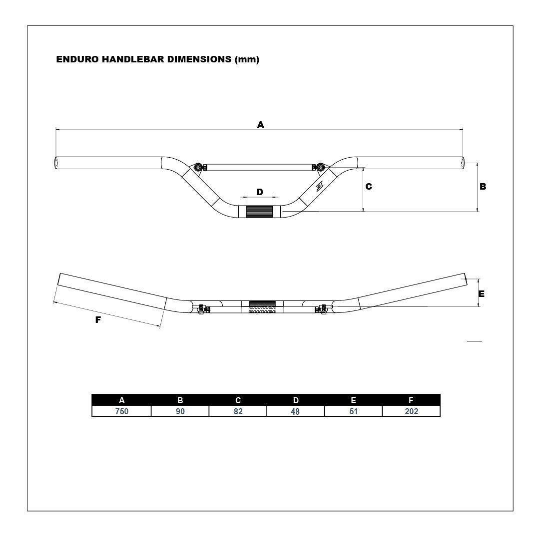 Spec image of Enduro Low Rise handlebar.