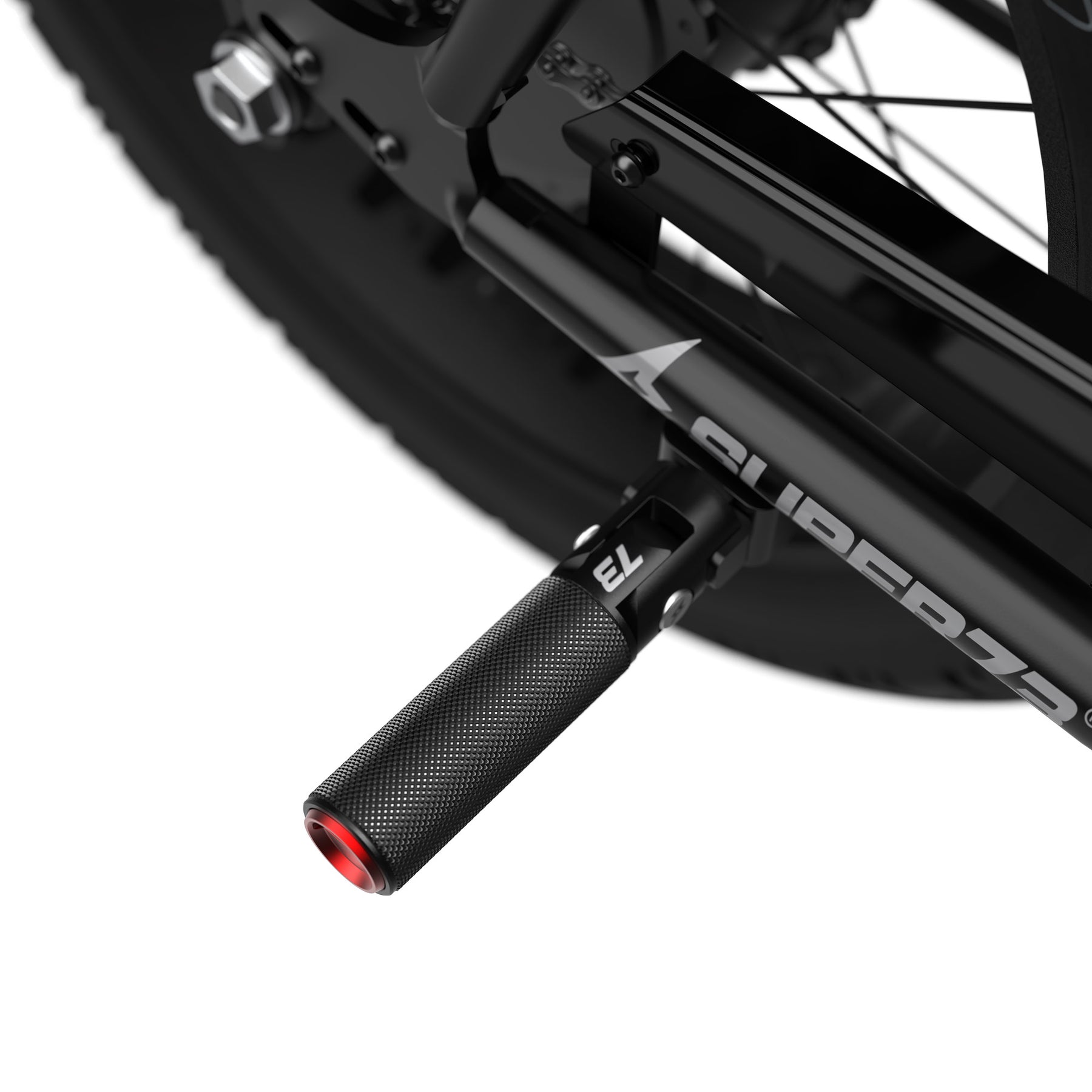 alternative view of Folding peg with red cap on bike