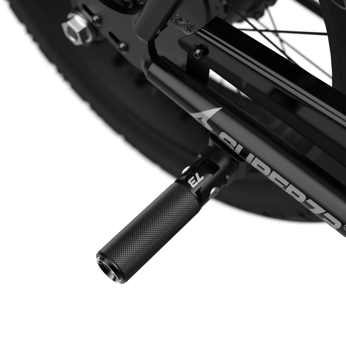 alternate view of Folding peg with black cap on bike