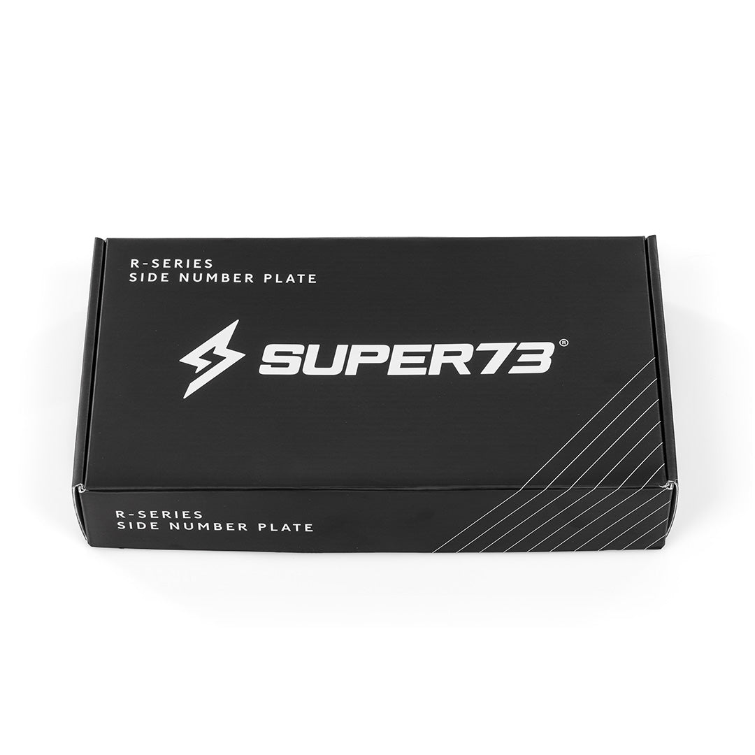 Super73 Name Plate packaging on white background
