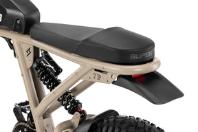 Closeup of the Super73-RX Mojave in Dark Earth seat.