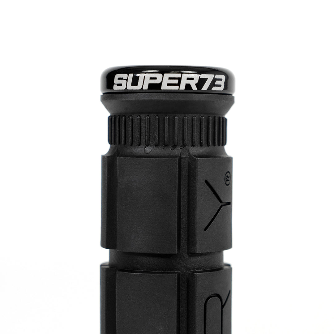 Closeup of SUPER73 x Oury Single-Sided Locked-On V2 Grip on white background.