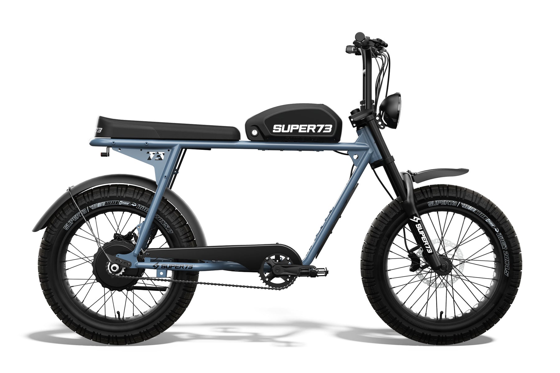 Side view of S2: Panthro Blue, Super73 ebike 